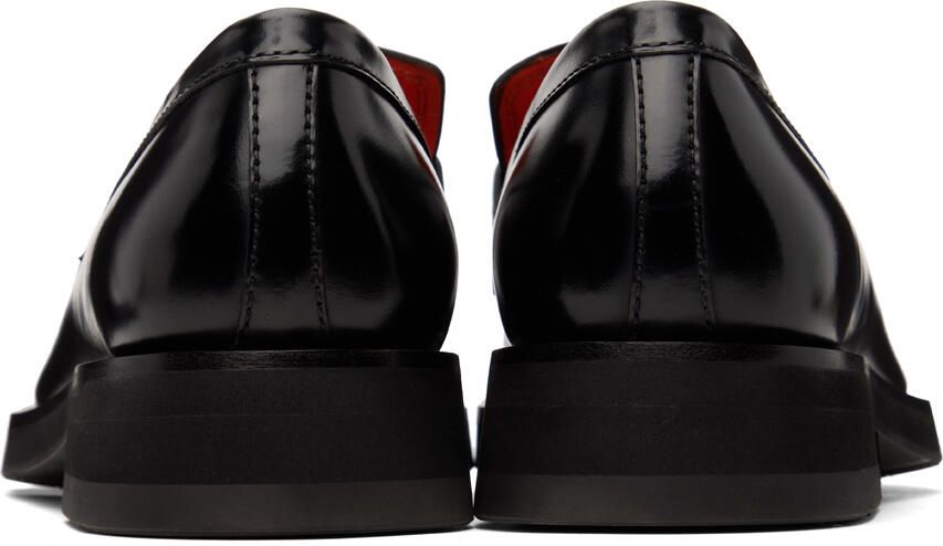 Santoni Black Cutout Strap Loafers