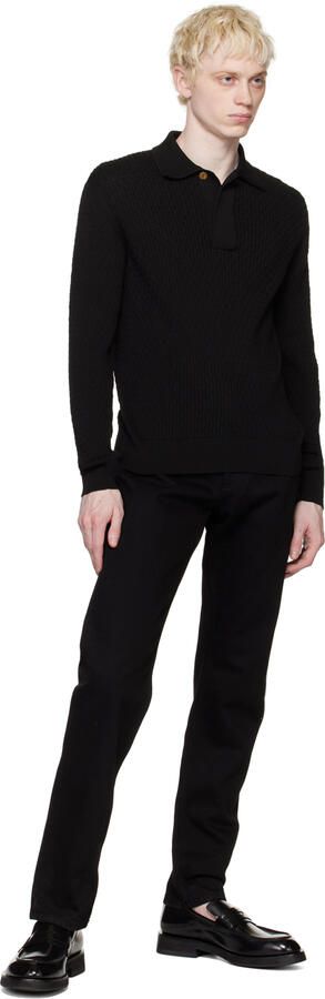 Santoni Black Cutout Strap Loafers - Picture 4