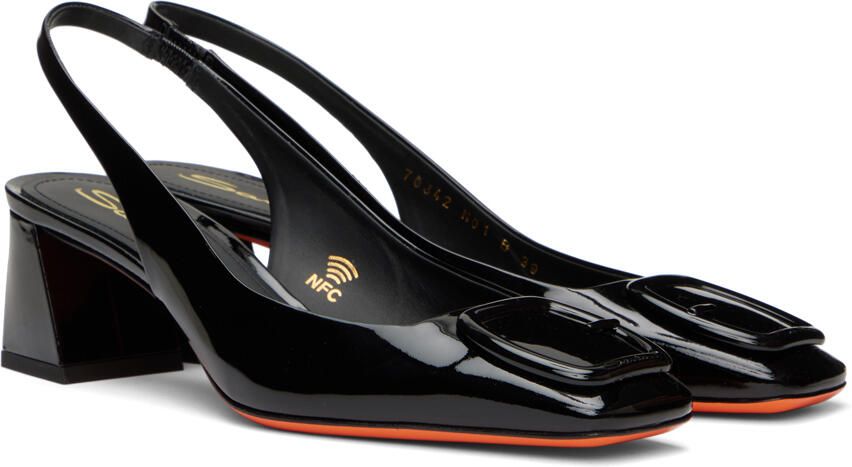 Santoni Black Slingback Heels