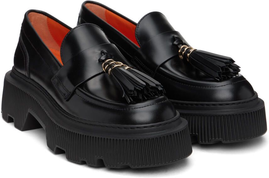 Santoni Black Tassel Loafers