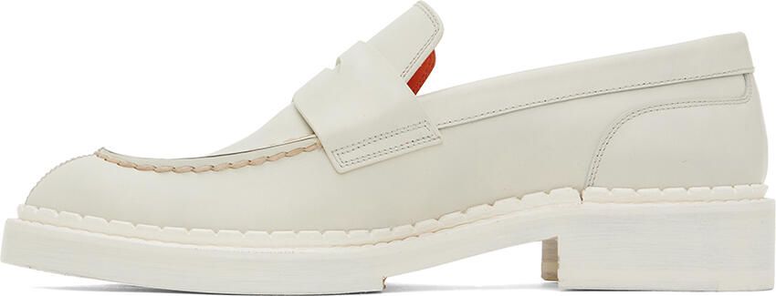 Santoni Off-White Leather Loafers - Picture 3