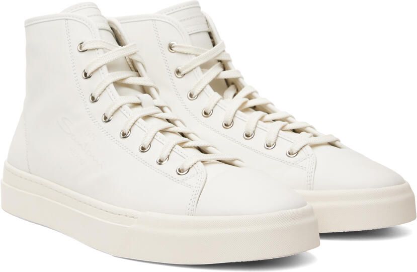 Santoni White Embossed High-Top Sneakers - Picture 2