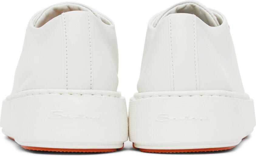 Santoni White Leather Derby Sneakers - Picture 2