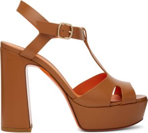 Santoni Tan Platform Heeled Sandals