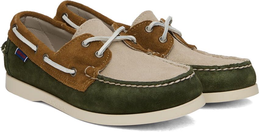 Sebago Green & Beige Portland Jib Boat Shoes - Picture 2