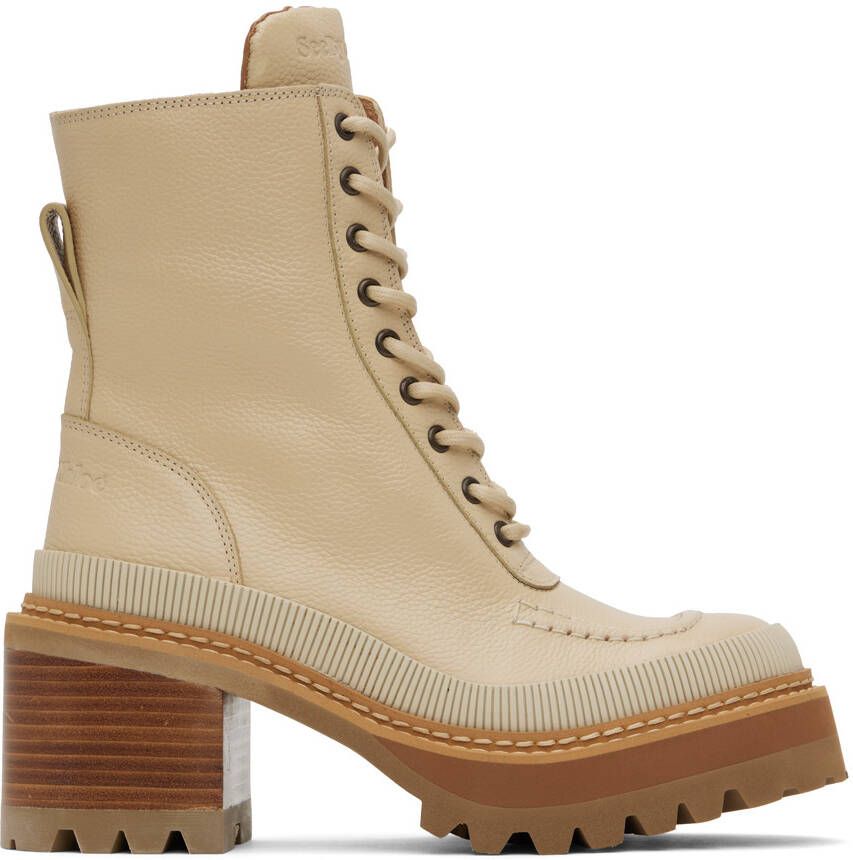 See by Chloé Beige Mahalia Ankle Boots