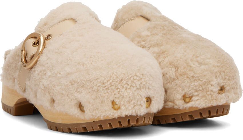 See by Chloé Beige Viviane Shearling Clogs - Picture 2
