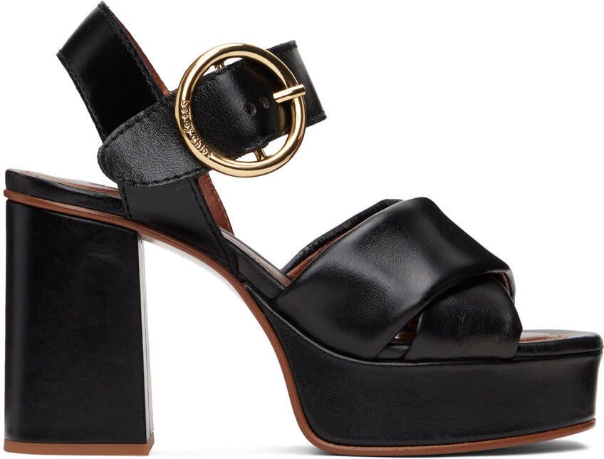 See by Chloé Black Lyna Heeled Sandals