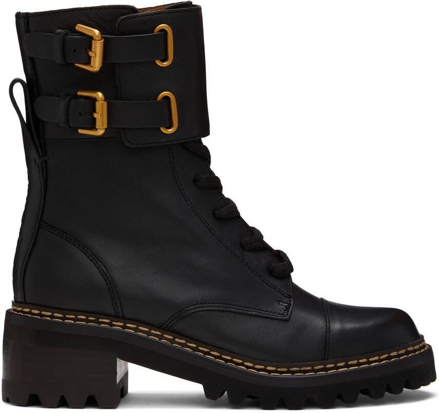 See by Chloé Black Mallory Combat Boots