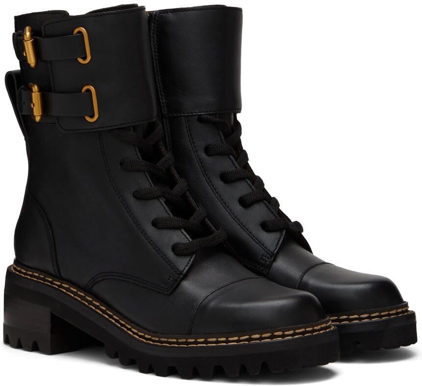 See by Chloé Black Mallory Combat Boots - Picture 2