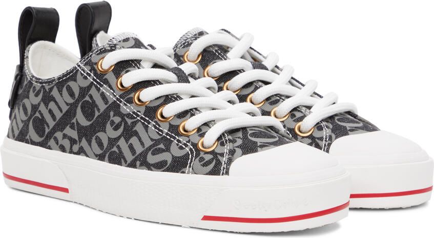 See by Chloé Gray Aryana Denim Sneakers - Picture 2