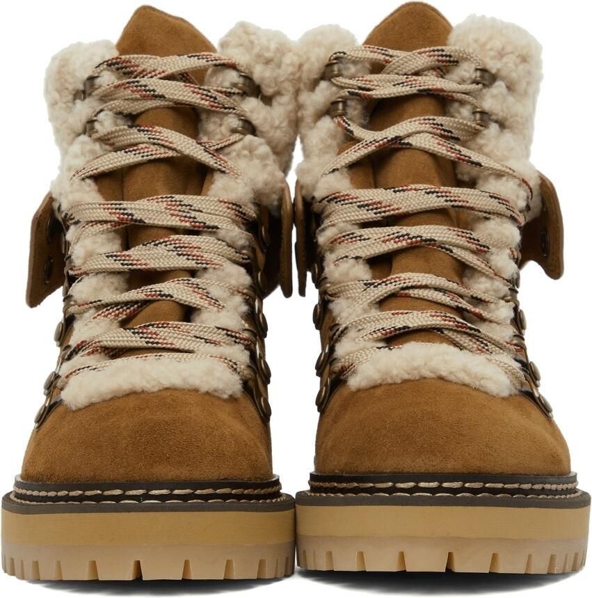 See by Chloé Tan Shearling Eileen Ankle Boots