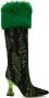 SHUTING QIU Green & Black Floral Tall Boots - Thumbnail 1
