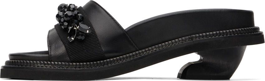 Simone Rocha Black Embellished Slides - Picture 4