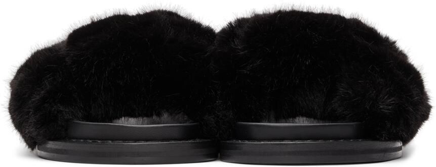 Simone Rocha Black Faux-Fur Slides - Picture 2