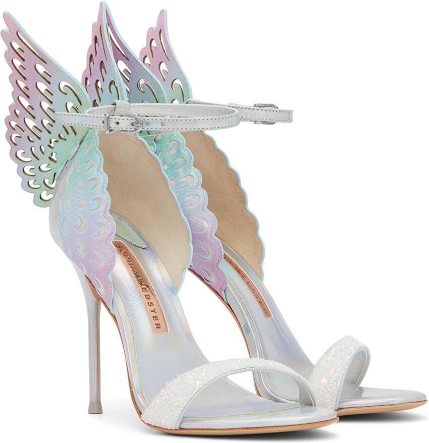 Sophia Webster Silver Iridescent Evangeline Heeled Sandals