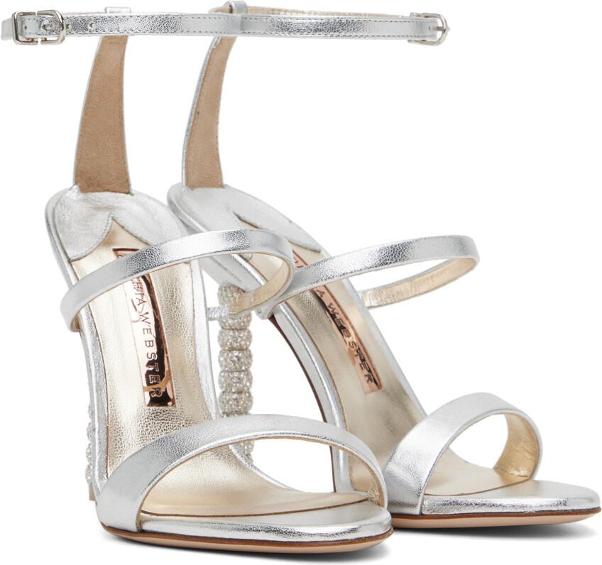 Sophia Webster Silver Rosalind Crystal Heeled Sandals - Picture 2