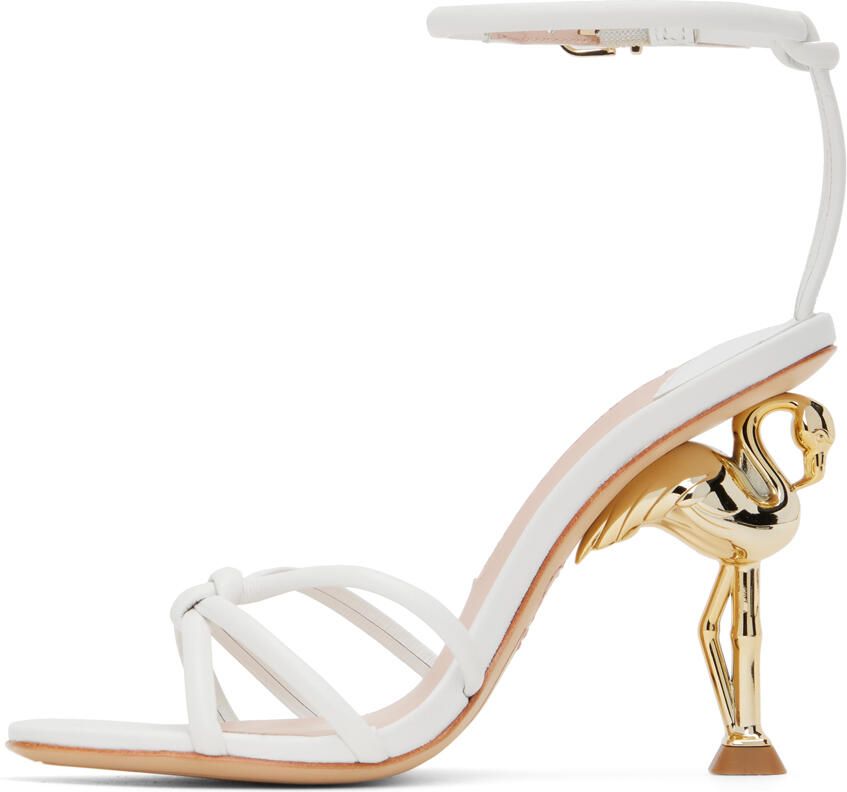 Sophia Webster White Flo Flamingo Heeled Sandals - Picture 3