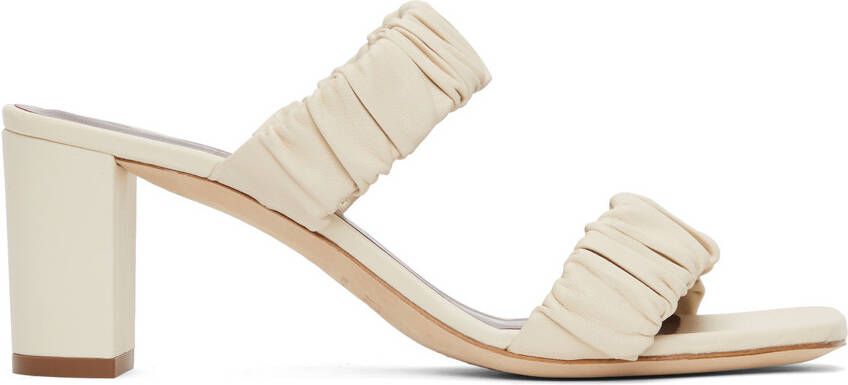 Staud Off-White Frankie Ruched Sandals