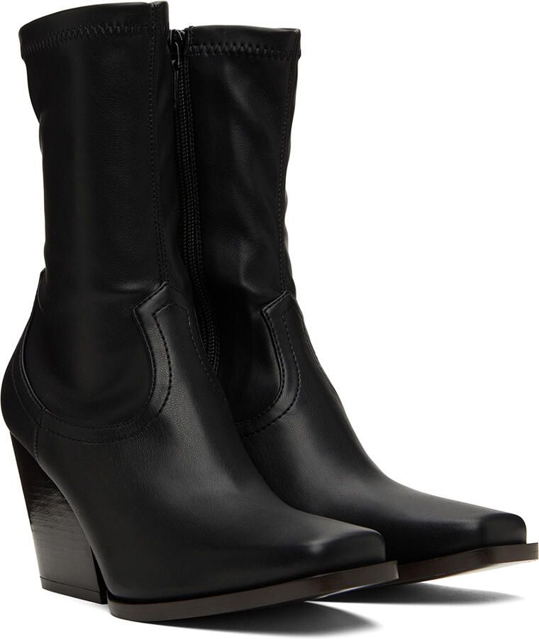 Stella McCartney Black Faux-Leather Cowboy Boots - Picture 3