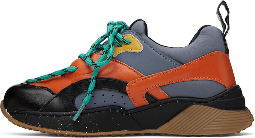 Stella McCartney Kids Grey & Orange Colorblock Sneakers - Picture 3