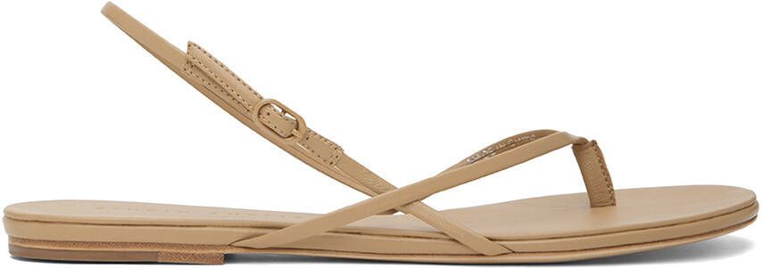 Studio Amelia Beige Wishbone Flat Sandals