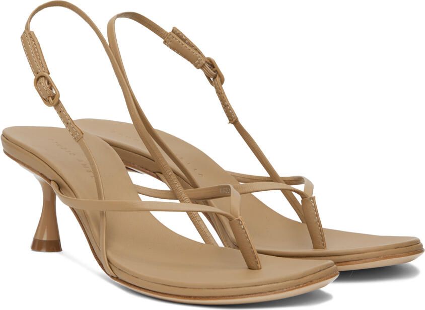 Studio Amelia Beige Wishbone 50 Heeled Sandals - Picture 2