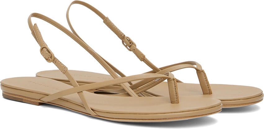 Studio Amelia Beige Wishbone Flat Sandals - Picture 2