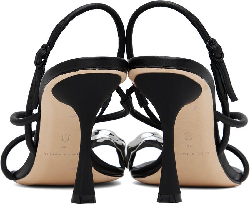 Studio Amelia Black Pebble Ring 90 Heeled Sandals