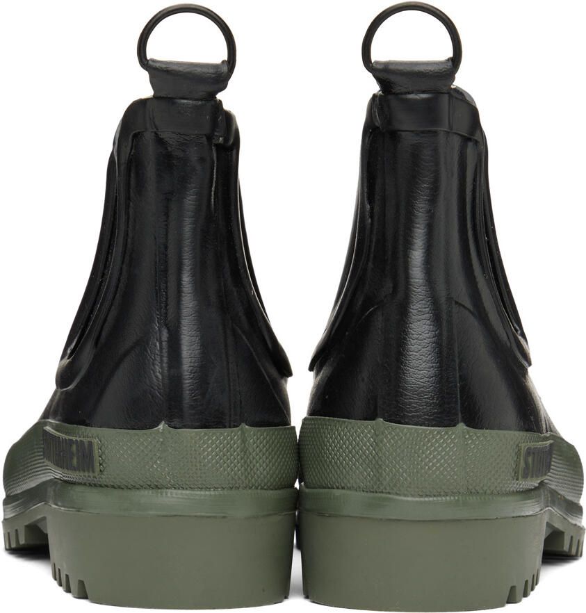 Stutterheim Black & Green Novesta Edition Rainwalker Chelsea Boots