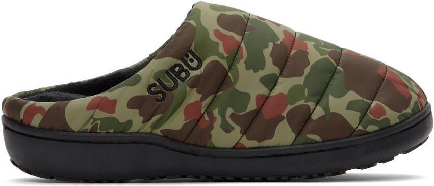 SUBU Green Quilted Camo Slippers