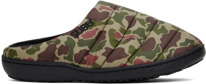 SUBU Khaki Quilted Camo Slippers