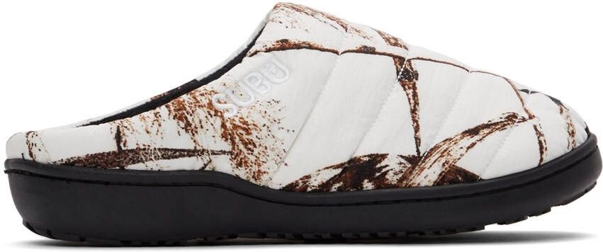 SUBU SSENSE Exclusive White Quilted Winter Camo Slippers