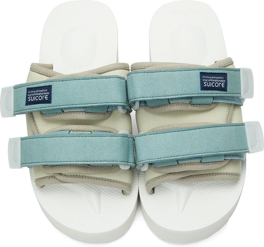 Suicoke Off-White & Blue MOTO-PO Sandals