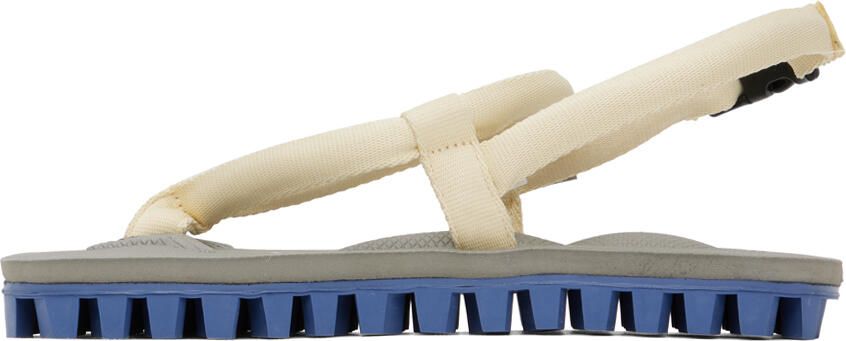 Suicoke Yellow & Gray Gut Flip Flops - Picture 3