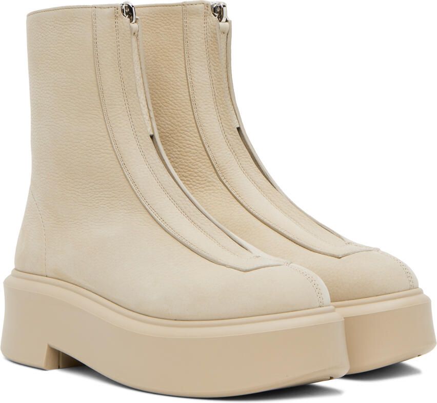 The Row Beige Zipped I Ankle Boots