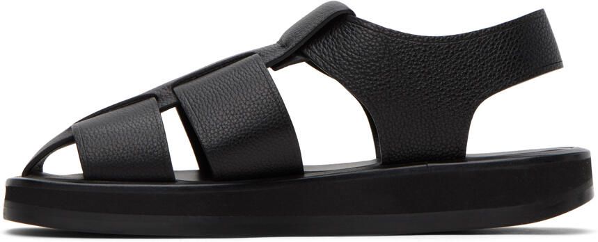 The Row Black Leather Fisherman Sandals - Picture 8