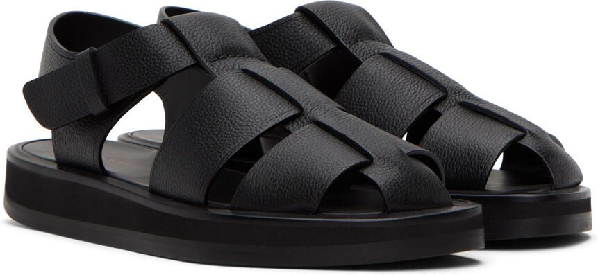 The Row Black Leather Fisherman Sandals - Picture 6