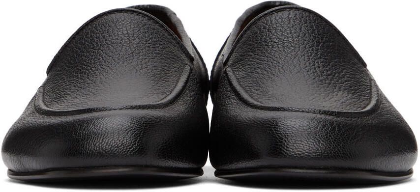 The Row Black Grained Mocassin Loafers