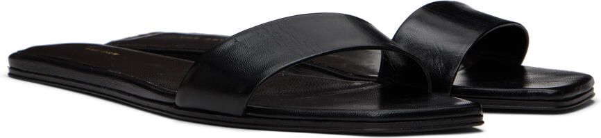 The Row Black Lambskin Flat Sandals - Picture 3