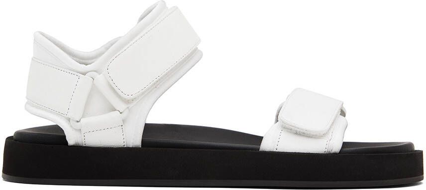 The Row White Hook And Loop Flat Sandals