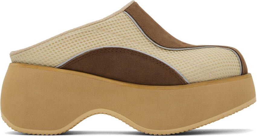 OPEN YY Beige & Brown Paneled Slippers - Picture 5