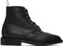Thom Browne Black Classic Wingtip Boots - Thumbnail 1