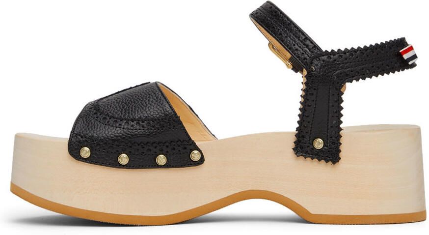 Thom Browne Black Brogued Wing-Tip Clog Sandals - Picture 4