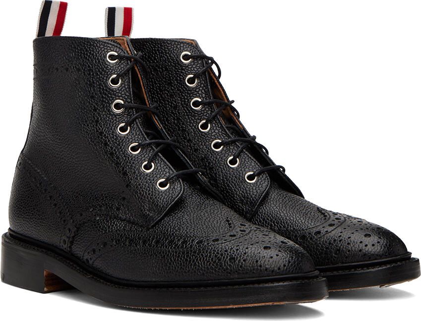 Thom Browne Black Classic Wingtip Boots - Picture 2