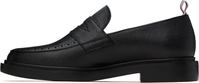 Thom Browne Black Pebble Grained Penny Loafers - Picture 3