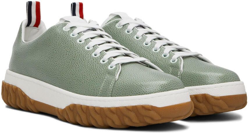 Thom Browne Green Cable Knit Court Low-Top Sneakers - Picture 2