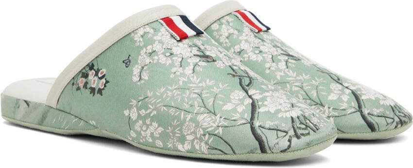 Thom Browne Green Silk Slippers - Picture 2