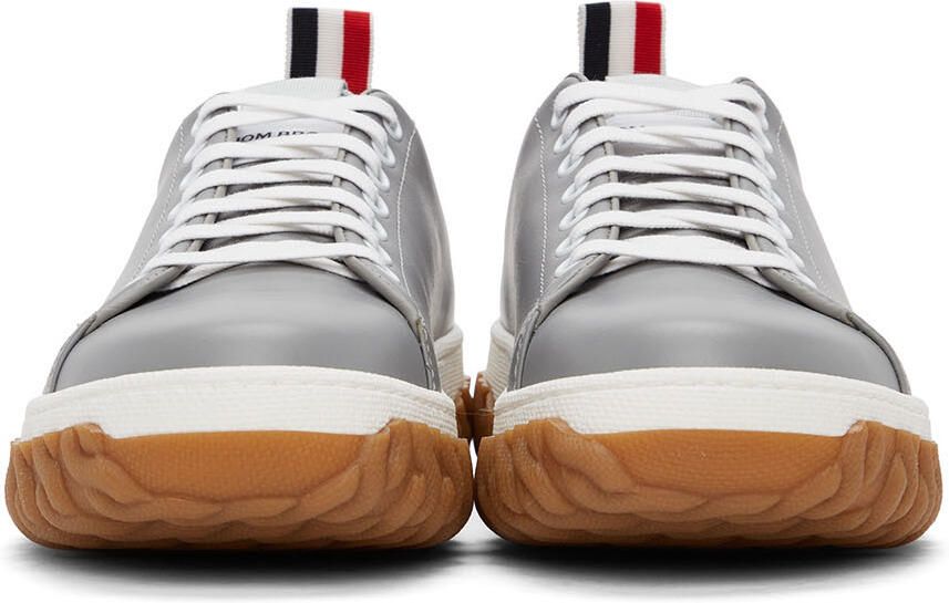 Thom Browne Grey Cable Knit Sole Court Sneakers - Picture 3