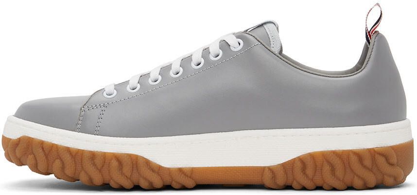 Thom Browne Grey Cable Knit Sole Court Sneakers - Picture 4